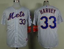 New York Mets -33 Matt Harvey White Blue Strip Home Cool Base Stitched MLB Jersey