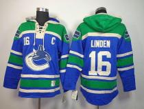 Vancouver Canucks -16 Trevor Linden Blue Sawyer Hooded Sweatshirt Stitched NHL Jersey