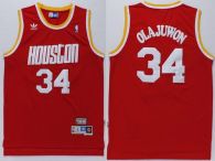 Houston Rockets -34 Hakeem Olajuwon Red Throwback Stitched NBA Jersey