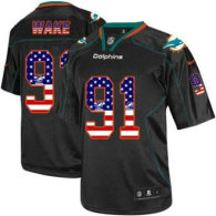Nike Miami Dolphins -91 Cameron Wake Black NFL Elite USA Flag Fashion Jersey