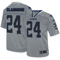 Nike Dallas Cowboys #24 Morris Claiborne Lights Out Grey Men's Stitched NFL Elite Jersey