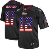 Nike New England Patriots -12 Tom Brady Black Mens Stitched NFL Elite USA Flag Fashion Jersey