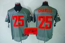 Autographed Nike Kansas City Chiefs #25 Jamaal Charles Grey Shadow Men's Stitched NFL Elite Jersey