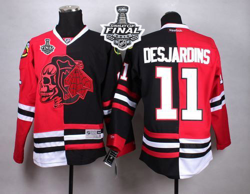 Chicago Blackhawks -11 Andrew Desjardins Red Black Split Red Skull 2015 Stanley Cup Stitched NHL Jer