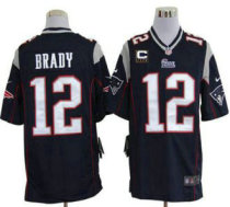 Nike Patriots -12 Tom Brady Navy Blue Team Color With C Patch Stitched NFL Game Jersey
