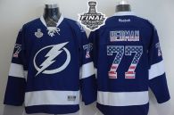 Tampa Bay Lightning -77 Victor Hedman Blue USA Flag Fashion 2015 Stanley Cup Stitched NHL Jersey