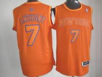 New York Knicks -7 Carmelo Anthony Orange Big Color Fashion Stitched NBA Jersey