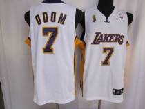 Los Angeles Lakers -7 Lamar Odom Stitched White Champion Patch NBA Jersey