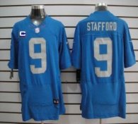 Nike Lions -9 Matthew Stafford Blue Alternate Throwback With C Patch Stitched NFL Elite Jersey