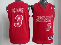 Miami Heat -3 Dwyane Wade Red Big Color Fashion Stitched NBA Jersey