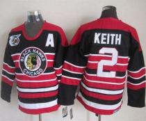 Chicago Blackhawks -2 Duncan Keith Red Black 75TH CCM Stitched NHL Jersey
