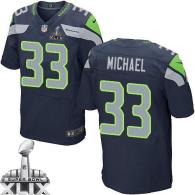 Nike Seattle Seahawks #33 Christine Michael Steel Blue Team Color Super Bowl XLIX Men's Stitched NFL