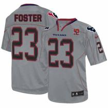 Nike Houston Texans -23 Arian Foster Lights Out Grey With 10th Patch Mens Stitched NFL Elite Jersey