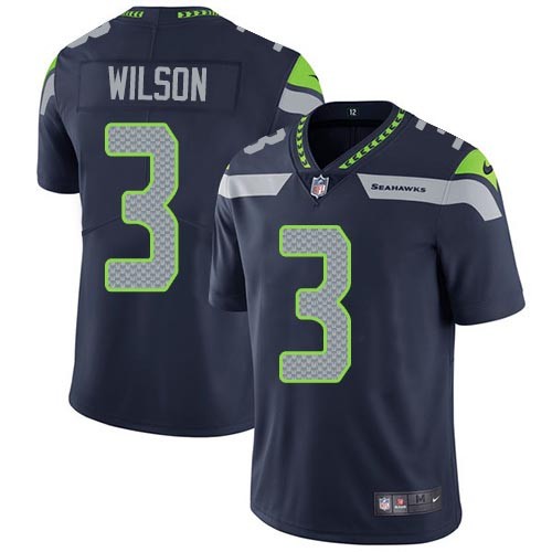 Nike Seahawks -3 Russell Wilson Steel Blue Team Color Stitched NFL Vapor Untouchable Limited Jersey