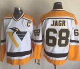 Pittsburgh Penguins -68 Jaromir Jagr White Yellow CCM Throwback Stitched NHL Jersey
