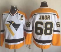 Pittsburgh Penguins -68 Jaromir Jagr White Yellow CCM Throwback Stitched NHL Jersey