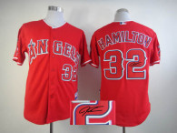 Autographed MLB Los Angeles Angels of Anaheim -32 Josh Hamilton Red Cool Base Stitched Jersey
