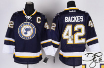 Autographed St Louis Blues -42 David Backes Stitched Blue NHL Jersey