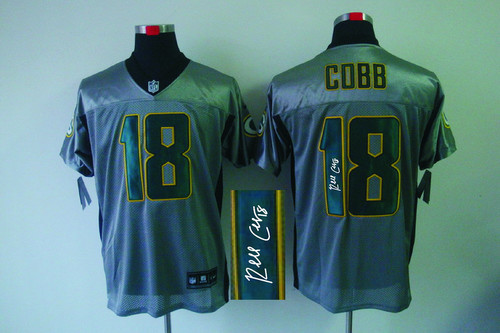Autographed Nike Green Bay Packers #18 Randall Cobb Grey Shadow Men's Stitched NFL Elite Jersey