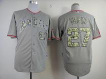 Los Angeles Angels of Anaheim -27 Mike Trout Grey USMC Cool Base Stitched MLB Jersey