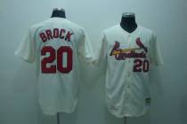 Mitchell and Ness St Louis Cardinals #20 Lou Brock Stitched Cream Throwback MLB Jersey