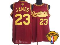 Mitchell and Ness Cleveland Cavaliers -23 LeBron James Red Throwback The Finals Patch Stitched NBA J
