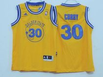 Golden State Warriors #30 Stephen Curry Gold Throwback Stitched Youth NBA Jersey