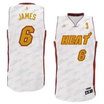 Miami Heat -6 LeBron James White Trophy Banner Fashion Swingman Stitched NBA Jersey