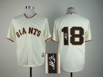 Autographed MLB San Francisco Giants #18 Cain Matt Cream Cool Base Stitched Jersey