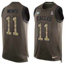 Nike Eagles -11 Carson Wentz Green Stitched NFL Limited Salute To Service Tank Top Jersey