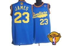 Mitchell and Ness Cleveland Cavaliers -23 LeBron James Blue Throwback The Finals Patch Stitched NBA