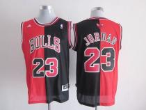 Chicago Bulls -23 Michael Jordan Black Red Split Fashion Stitched NBA Jersey