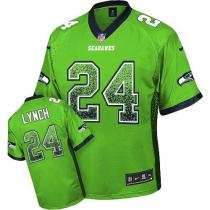 Nike Seattle Seahawks #24 Marshawn Lynch Green Men‘s Stitched NFL Elite Drift Fashion Jersey