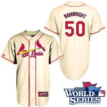 St  Louis Cardinals #50 Adam Wainwright Cream Cool Base 2013 World Series Patch Stitched MLB Jersey