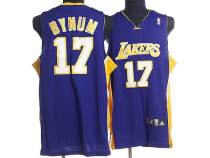Los Angeles Lakers -17 Andrew Bynum Stitched Purple NBA Jersey
