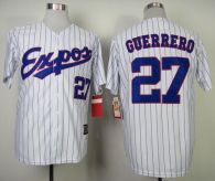 Mitchell and Ness 2000 Expos -27 Vladimir Guerrero White Blue Strip Stitched Throwback MLB Jersey