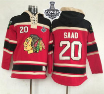 Chicago Blackhawks -20 Brandon Saad Red Sawyer Hooded Sweatshirt 2015 Stanley Cup Stitched NHL Jerse