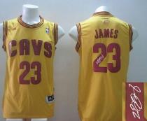 Revolution 30 Autographed Cleveland Cavaliers -23 LeBron James Yellow Alternate Stitched NBA Jersey