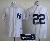 New York Yankees -22 Jacoby Ellsbury White Autographed Stitched MLB Jersey