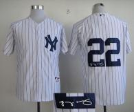 New York Yankees -22 Jacoby Ellsbury White Autographed Stitched MLB Jersey