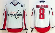 Washington Capitals -8 Alex Ovechkin White Stitched NHL Jersey