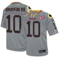 Nike Redskins -10 Robert Griffin III Lights Out Grey With 80TH Patch Stitched NFL Elite Jersey