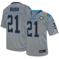 Nike Detroit Lions #21 Reggie Bush Lights Out Grey With WCF Patch Men's Stitched NFL Elite Jersey
