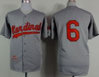 Mitchell And Ness 1956 St  Louis Cardinals #6 Stan Musial Grey Stitched MLB Jersey