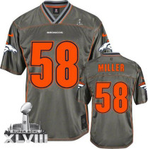 Nike Denver Broncos #58 Von Miller Grey Super Bowl XLVIII Men's Stitched NFL Elite Vapor Jersey