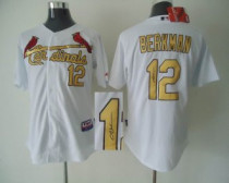 MLB St Louis Cardinals #12 Lance Berkman Stitched White(gold number) Autographed Jersey
