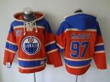 Edmonton Oilers -97 Connor McDavid Orange Sawyer Hooded Sweatshirt Stitched NHL Jersey