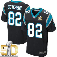 Nike Carolina Panthers #82 Jerricho Cotchery Black Team Color Super Bowl 50 Men's Stitched NFL Elite