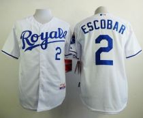 Kansas City Royals -2 Alcides Escobar White Cool Base Stitched MLB Jersey