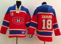 Montreal Canadiens -18 Serge Savard Red Sawyer Hooded Sweatshirt Stitched NHL Jersey